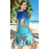 imageSummer Dresses for Women Casual Tshirt Short Sleeve Floral Sundress Beach Cover Ups with PocketsBlue Hawaiian Tree
