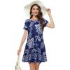 imageSummer Dresses for Women Casual Tshirt Short Sleeve Floral Sundress Beach Cover Ups with PocketsDeep Bule Boho