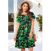 imageWomens Summer Dresses Beach Casual Loose Tshirt Floral Short Sleeve Flowy Pockets SundressesFour Leaf Clover