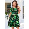 imageWomens Summer Dresses Beach Casual Loose Tshirt Floral Short Sleeve Flowy Pockets SundressesFour Leaf Clover