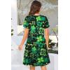 imageWomens Summer Dresses Beach Casual Loose Tshirt Floral Short Sleeve Flowy Pockets SundressesFour Leaf Clover