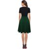 imageBerydress Womens Short Sleeve Colorblock Button Down Sundress KneeLength Flared ALine Casual Party Swing DressBlack Green