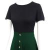 imageBerydress Womens Short Sleeve Colorblock Button Down Sundress KneeLength Flared ALine Casual Party Swing DressBlack Green