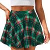 imageCHICGAL Mini Skirts for Women Casual Flowy Pleated Skater Skirt Summer Basic High Waisted Short SkirtGreen Red Plaid