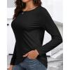 imageCHICGAL Women Long Sleeve Shirts Casual Fall Tees Crew Neck Basic Tunic TopsA Black