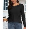 imageCHICGAL Women Long Sleeve Shirts Casual Fall Tees Crew Neck Basic Tunic TopsA Black