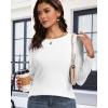 imageCHICGAL Women Long Sleeve Shirts Casual Fall Tees Crew Neck Basic Tunic TopsA White