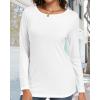 imageCHICGAL Women Long Sleeve Shirts Casual Fall Tees Crew Neck Basic Tunic TopsA White