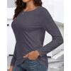imageCHICGAL Women Long Sleeve Shirts Casual Fall Tees Crew Neck Basic Tunic TopsBlack Grey