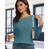 imageCHICGAL Women Long Sleeve Shirts Casual Fall Tees Crew Neck Basic Tunic TopsBlue Green