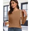 imageCHICGAL Women Long Sleeve Shirts Casual Fall Tees Crew Neck Basic Tunic TopsCoffee