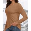 imageCHICGAL Women Long Sleeve Shirts Casual Fall Tees Crew Neck Basic Tunic TopsCoffee