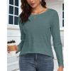 imageCHICGAL Women Long Sleeve Shirts Casual Fall Tees Crew Neck Basic Tunic TopsDark Green