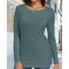 imageCHICGAL Women Long Sleeve Shirts Casual Fall Tees Crew Neck Basic Tunic TopsDark Green
