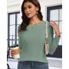 imageCHICGAL Women Long Sleeve Shirts Casual Fall Tees Crew Neck Basic Tunic TopsLight Green
