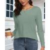 imageCHICGAL Women Long Sleeve Shirts Casual Fall Tees Crew Neck Basic Tunic TopsLight Green