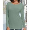 imageCHICGAL Women Long Sleeve Shirts Casual Fall Tees Crew Neck Basic Tunic TopsLight Green