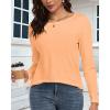 imageCHICGAL Women Long Sleeve Shirts Casual Fall Tees Crew Neck Basic Tunic TopsLight Orange