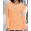 imageCHICGAL Women Long Sleeve Shirts Casual Fall Tees Crew Neck Basic Tunic TopsLight Orange