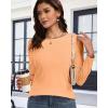 imageCHICGAL Women Long Sleeve Shirts Casual Fall Tees Crew Neck Basic Tunic TopsLight Orange