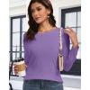 imageCHICGAL Women Long Sleeve Shirts Casual Fall Tees Crew Neck Basic Tunic TopsPurple