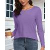 imageCHICGAL Women Long Sleeve Shirts Casual Fall Tees Crew Neck Basic Tunic TopsPurple