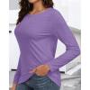 imageCHICGAL Women Long Sleeve Shirts Casual Fall Tees Crew Neck Basic Tunic TopsPurple