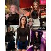 imageWomens Mesh Tops Sheer Long Sleeve Tee Shirts Bodycon See Through Blouse ClubwearAblack