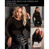 imageWomens Mesh Tops Sheer Long Sleeve Tee Shirts Bodycon See Through Blouse ClubwearAblack