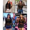imageWomens Mesh Tops Sheer Long Sleeve Tee Shirts Bodycon See Through Blouse ClubwearBlack Floral