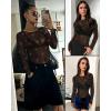 imageWomens Mesh Tops Sheer Long Sleeve Tee Shirts Bodycon See Through Blouse ClubwearBlack Rhinestone