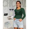 imageWomens Mesh Tops Sheer Long Sleeve Tee Shirts Bodycon See Through Blouse ClubwearDark Green