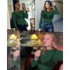 imageWomens Mesh Tops Sheer Long Sleeve Tee Shirts Bodycon See Through Blouse ClubwearDark Green