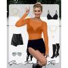 imageWomens Mesh Tops Sheer Long Sleeve Tee Shirts Bodycon See Through Blouse ClubwearOrange