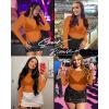 imageWomens Mesh Tops Sheer Long Sleeve Tee Shirts Bodycon See Through Blouse ClubwearOrange
