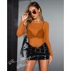 imageWomens Mesh Tops Sheer Long Sleeve Tee Shirts Bodycon See Through Blouse ClubwearOrange