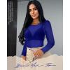 imageWomens Mesh Tops Sheer Long Sleeve Tee Shirts Bodycon See Through Blouse ClubwearRoyal Blue