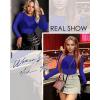 imageWomens Mesh Tops Sheer Long Sleeve Tee Shirts Bodycon See Through Blouse ClubwearRoyal Blue