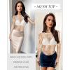 imageWomens Mesh Tops Sheer Long Sleeve Tee Shirts Bodycon See Through Blouse ClubwearWhite Floral