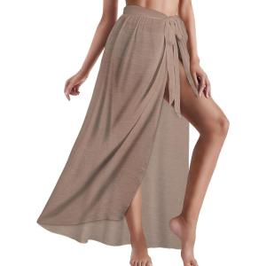 imageCHICGAL Sarong Wraps for Women Long Bathing Suit Cover Up Beach Tie Swimwear Summer Bikini Swimsuit CoverupsKhaki