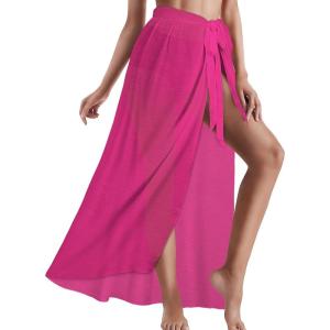 imageCHICGAL Sarong Wraps for Women Long Bathing Suit Cover Up Beach Tie Swimwear Summer Bikini Swimsuit CoverupsLight Pink