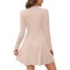 imageWEACZZY Womens Long Sleeve Casual Fall Dresses Elegant A Line High Waist Ruffle Flowy Party Wedding Guest Mini Dress 202501 Apricot