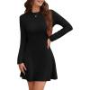 imageWEACZZY Womens Long Sleeve Casual Fall Dresses Elegant A Line High Waist Ruffle Flowy Party Wedding Guest Mini Dress 202502 Black