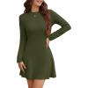 imageWEACZZY Womens Long Sleeve Casual Fall Dresses Elegant A Line High Waist Ruffle Flowy Party Wedding Guest Mini Dress 2025Army Green