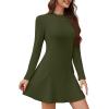 imageWEACZZY Womens Long Sleeve Casual Fall Dresses Elegant A Line High Waist Ruffle Flowy Party Wedding Guest Mini Dress 2025Army Green