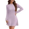 imageWEACZZY Womens Long Sleeve Casual Fall Dresses Elegant A Line High Waist Ruffle Flowy Party Wedding Guest Mini Dress 2025Light Purple