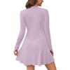 imageWEACZZY Womens Long Sleeve Casual Fall Dresses Elegant A Line High Waist Ruffle Flowy Party Wedding Guest Mini Dress 2025Light Purple