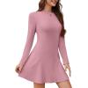 imageWEACZZY Womens Long Sleeve Casual Fall Dresses Elegant A Line High Waist Ruffle Flowy Party Wedding Guest Mini Dress 2025Pink