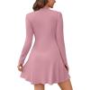 imageWEACZZY Womens Long Sleeve Casual Fall Dresses Elegant A Line High Waist Ruffle Flowy Party Wedding Guest Mini Dress 2025Pink
