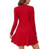 imageWEACZZY Womens Long Sleeve Casual Fall Dresses Elegant A Line High Waist Ruffle Flowy Party Wedding Guest Mini Dress 2025Red